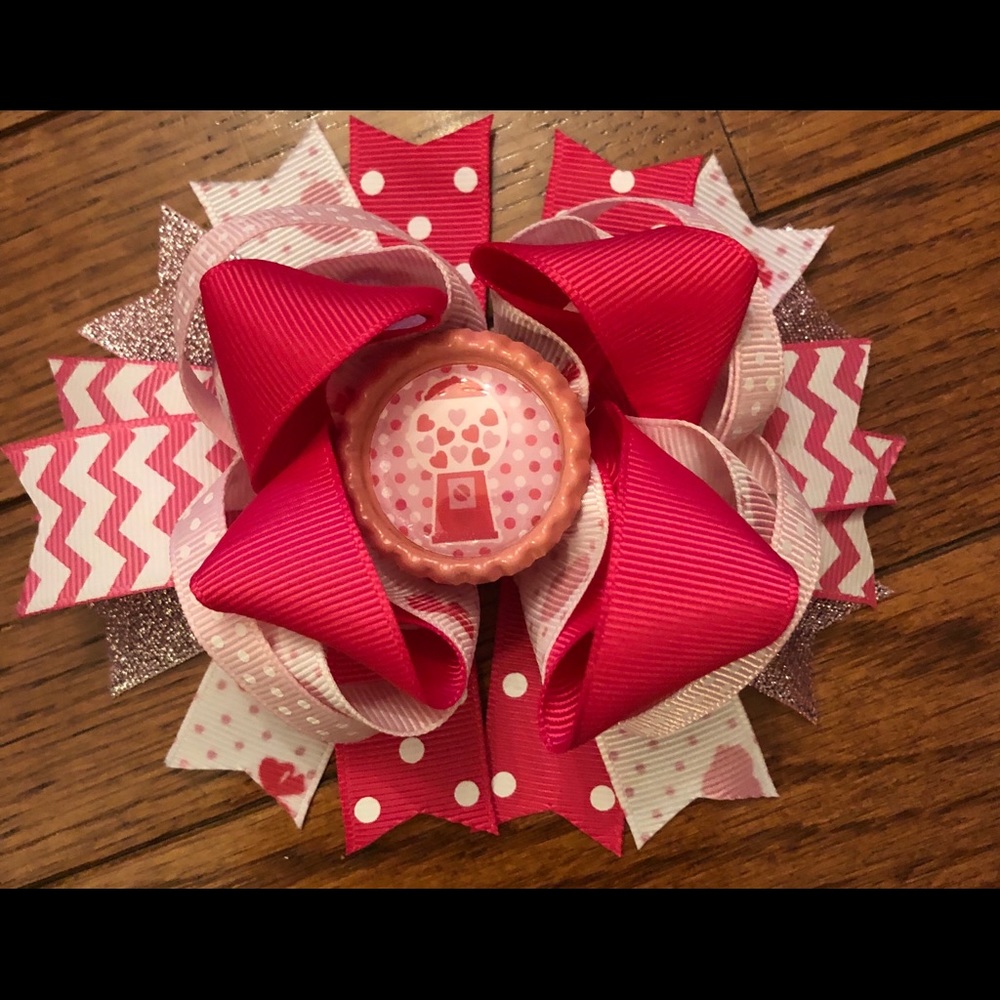 Valentine’s Day bubble gum hair bow
